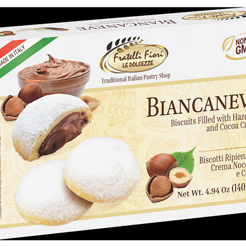 Włoskie kruche ciasteczka nadziewane kremem czekoladowo - orzechowym 140 g, Fratelli Fiori