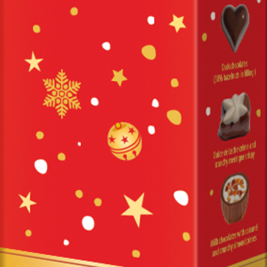 Świąteczne belgijskie nadziewane pralinki 65 g, Emoti