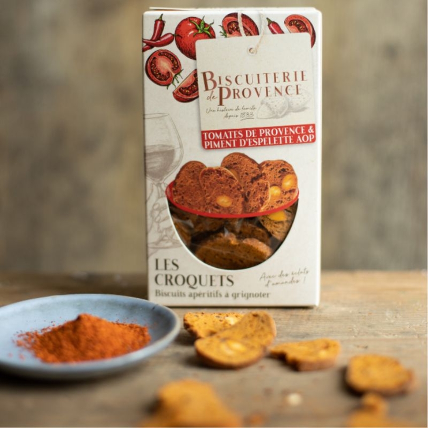 Prowansalskie krakersy paprykowe z pomidorami i papryką Espelette Biscuiterie de Provence,30g